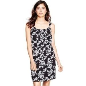 WHBM Scoop Neck Floral Print Black & White Blouson Dress Size 6